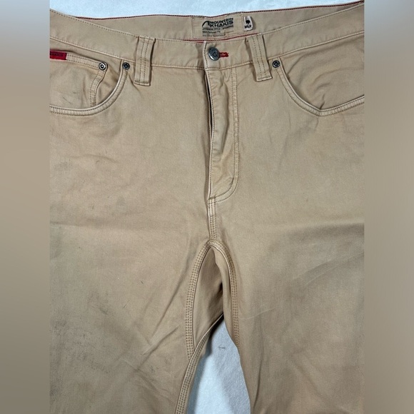Distressed Mountain Khakis 36W 34L Slim Tailored British Khaki Performance Pants - Picture 12 of 15